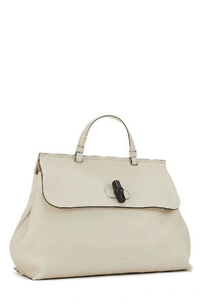 Pre-owned Gucci White Leather Daily Top Handle Bag