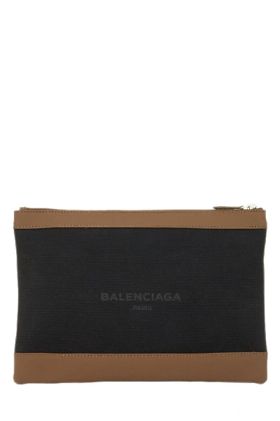Shop Balenciaga Black Canvas Logo Clutch