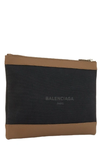 Shop Balenciaga Black Canvas Logo Clutch