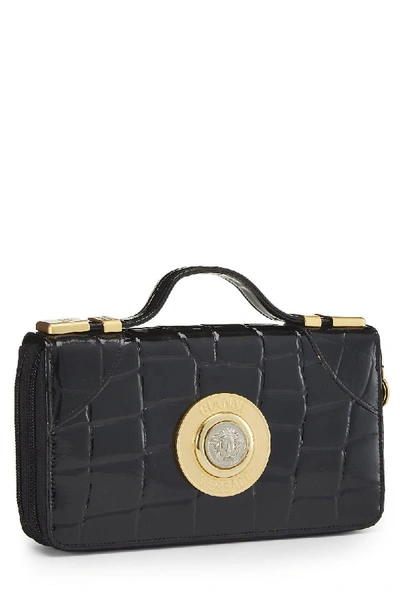 Shop Versace Black Embossed Patent Leather Clutch