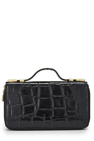 Shop Versace Black Embossed Patent Leather Clutch