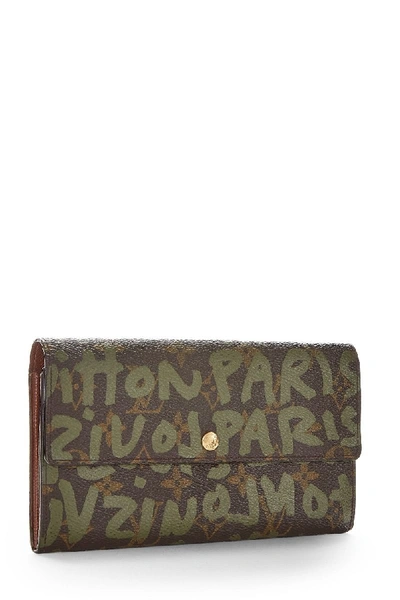 Pre-owned Louis Vuitton Stephen Sprouse X  Monogram Graffiti Sarah Wallet In Green