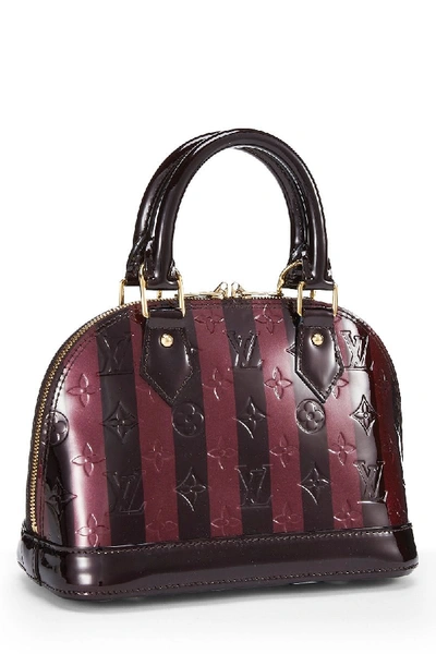 Pre-owned Louis Vuitton Griotte & Amarante Vernis Rayures Alma Bb