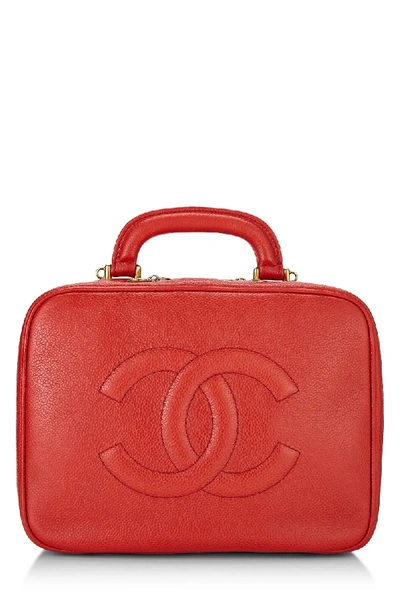 Red Chanel Caviar CC Lunch Box Vanity Case Bag – Designer Revival