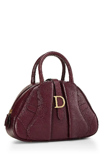 Pre-owned Dior Purple Leather Saddle Bowler Mini