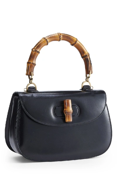 Pre-owned Gucci Black Leather Bamboo Satchel