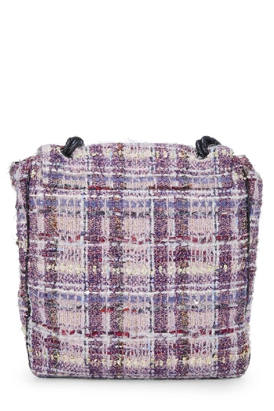 Shop Chanel Purple Bouclé Camellia Messenger Bag Large