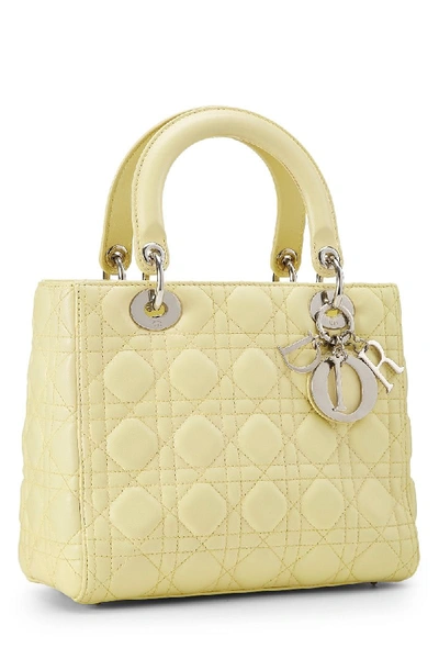 Shop Dior Pale Yellow Cannage Quilted Lambskin Lady  Medium