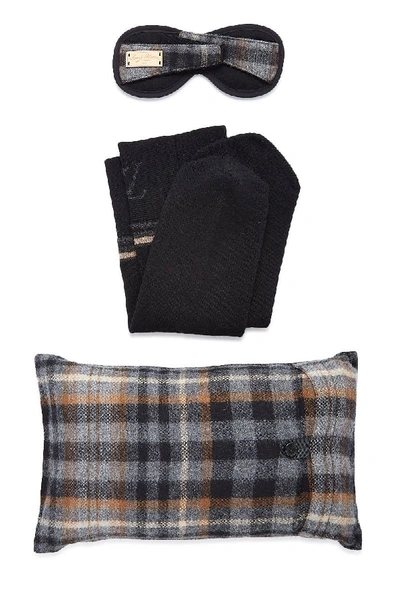 Pre-owned Louis Vuitton Grey Plaid Cashmere Travel Set