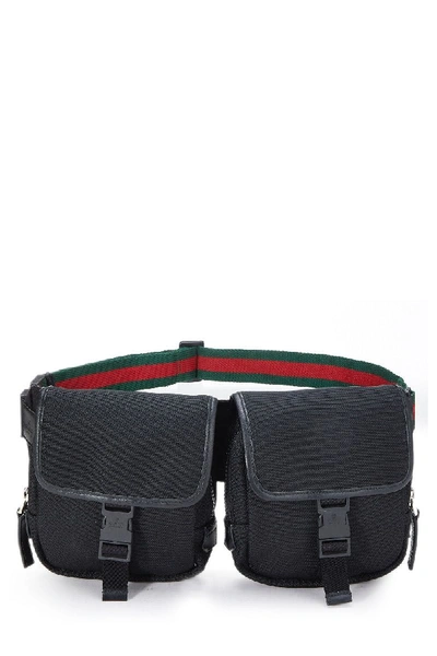 Pre-owned Gucci Black Nylon Web Belt Bag