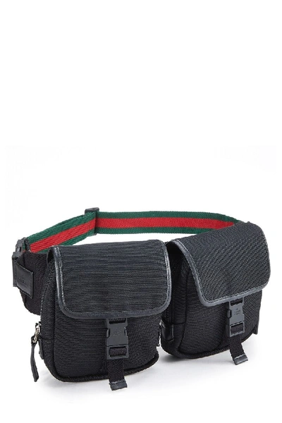 Pre-owned Gucci Black Nylon Web Belt Bag