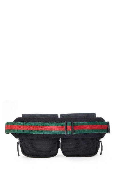 Pre-owned Gucci Black Nylon Web Belt Bag