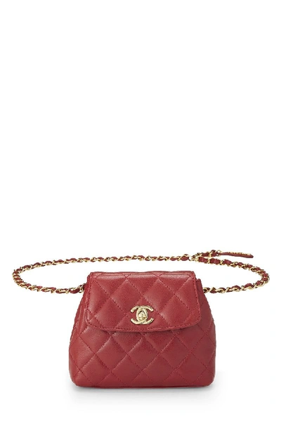 Chanel Red Quilted Lambskin Belt Bag