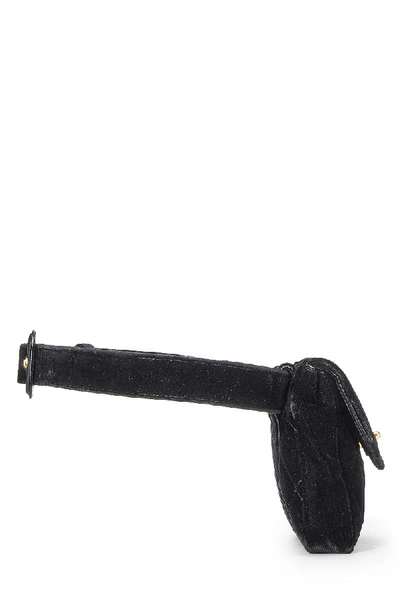 Pre-owned Chanel Black Quilted Velour Belt Bag 80