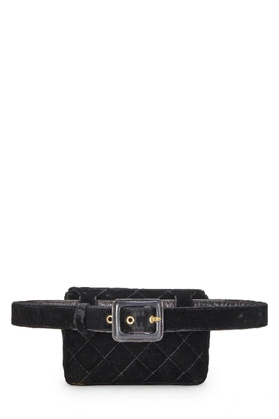 Pre-owned Chanel Black Quilted Velour Belt Bag 80
