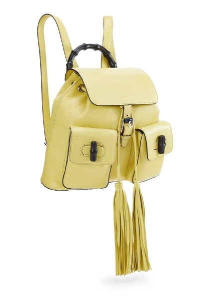 Pre-owned Gucci Yellow Leather Bamboo Backpack
