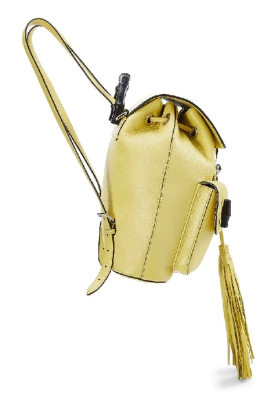 Pre-owned Gucci Yellow Leather Bamboo Backpack