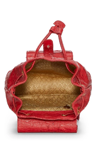 Pre-owned Gucci Red Ostrich Bamboo Backpack Mini