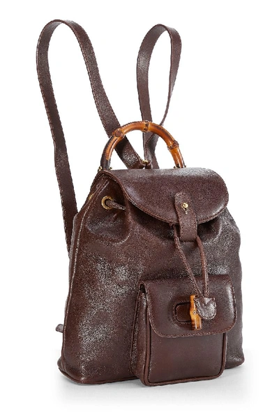 Pre-owned Gucci Brown Leather Bamboo Backpack Mini
