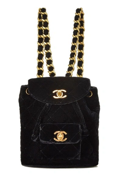 Chanel Black Quilted Velvet Backpack Mini