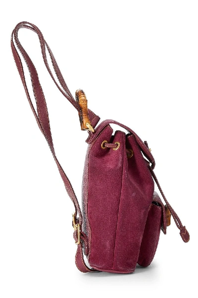 Pre-owned Gucci Burgundy Suede Bamboo Backpack Mini