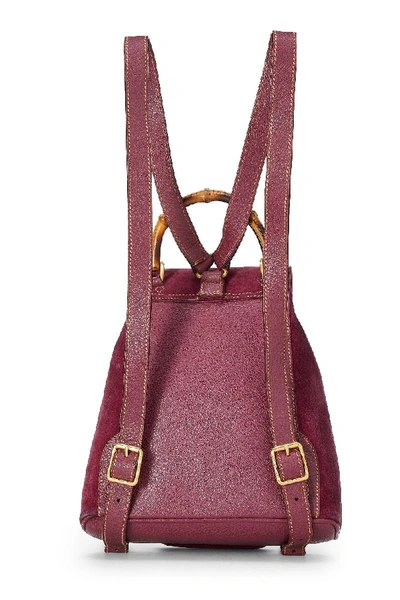 Pre-owned Gucci Burgundy Suede Bamboo Backpack Mini