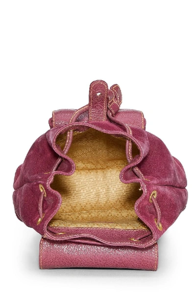 Pre-owned Gucci Burgundy Suede Bamboo Backpack Mini