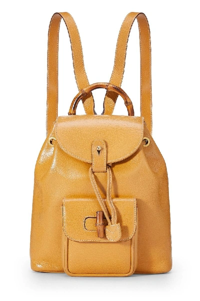 Pre-owned Gucci Yellow Leather Bamboo Backpack Mini