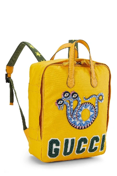 Pre-owned Gucci Yellow Canvas Snake Kids Backpack