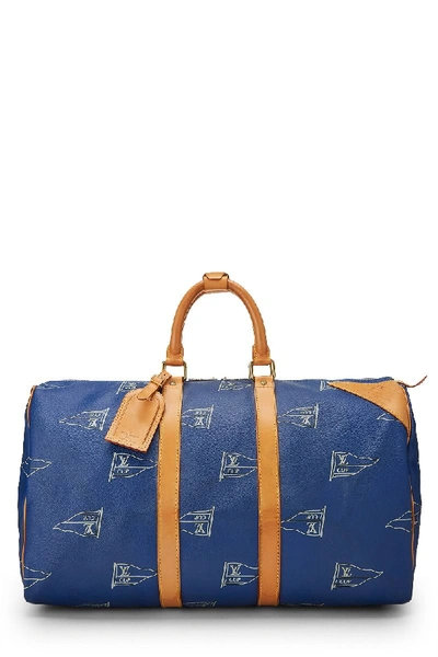 Pre-owned Louis Vuitton Limited Edition Blue Coated Canvas  America's Cup Keepall 45