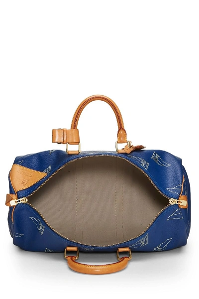 Pre-owned Louis Vuitton Limited Edition Blue Coated Canvas  America's Cup Keepall 45