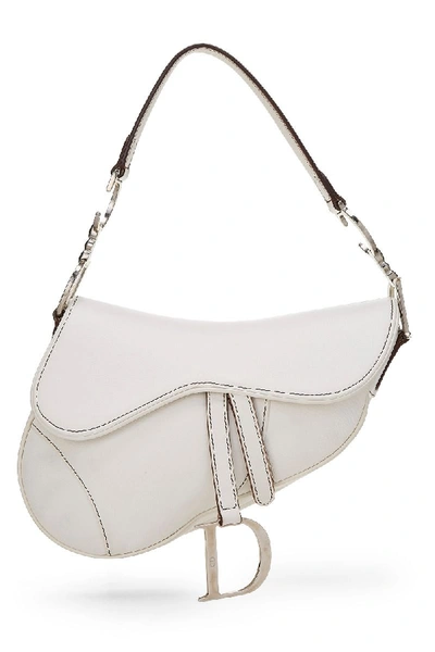 Shop Dior White Leather Saddle Bag