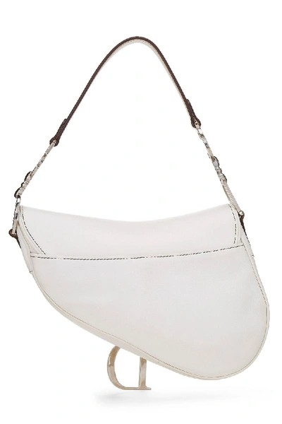 Shop Dior White Leather Saddle Bag