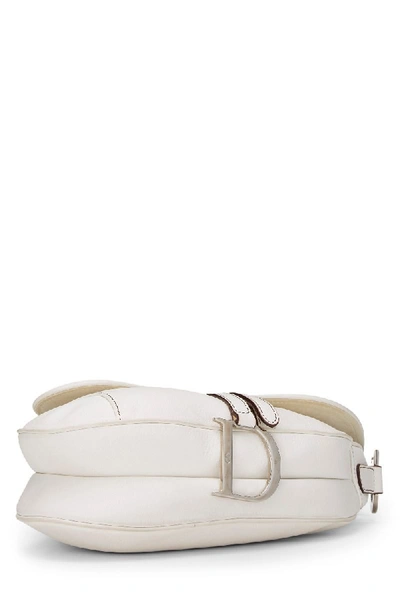 Shop Dior White Leather Saddle Bag