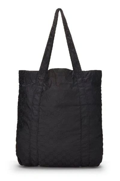 Pre-owned Gucci Black Gg Nylon Bear Tote