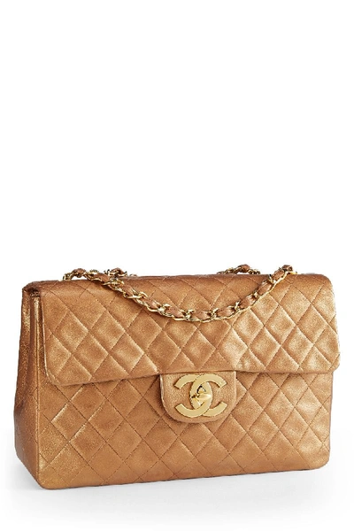 Pre-owned Chanel Gold Lambskin Classic Flap Maxi