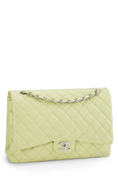 Pre-owned Chanel Green Lambskin New Classic Flap Maxi