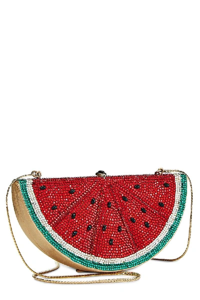 Pre-owned Judith Leiber Red Crystal Watermelon Minaudiere