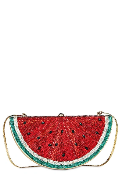 Pre-owned Judith Leiber Red Crystal Watermelon Minaudiere