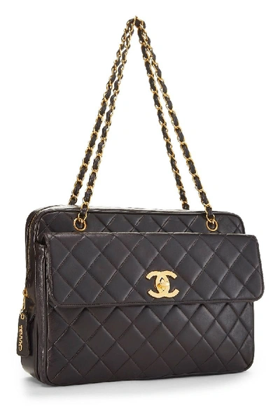 Shop Chanel Black Quilted Lambskin 'cc' Camera Bag Maxi
