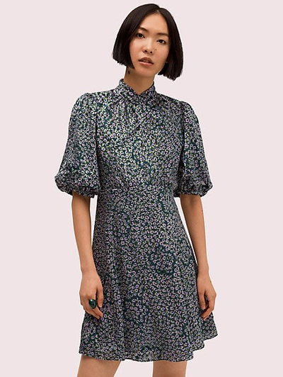 Shop Kate Spade Flair Flora Devoré Mini Dress In Deep Spruce