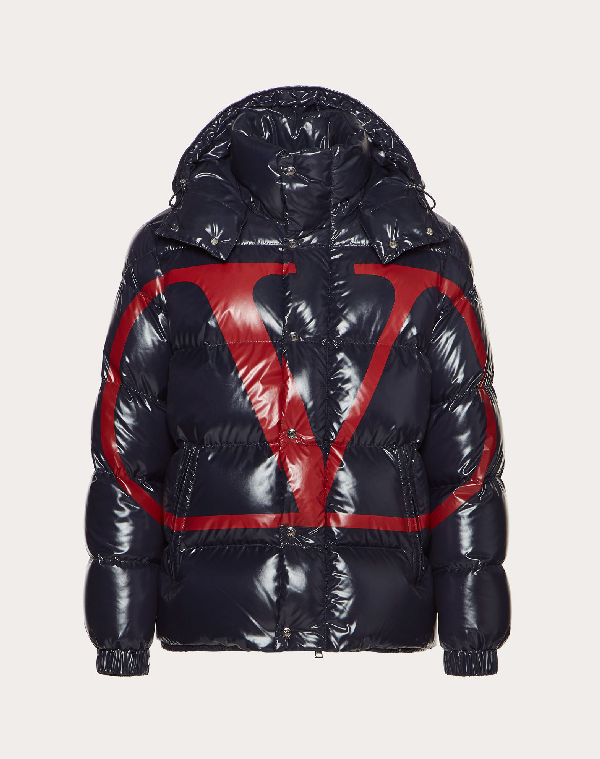 moncler vlogo lacquered nylon padded jacket