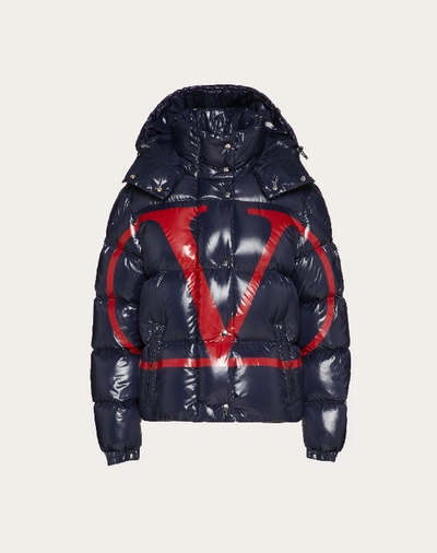 Valentino Moncler Lacquered Nylon Padded Jacket In Dark Blue ModeSens