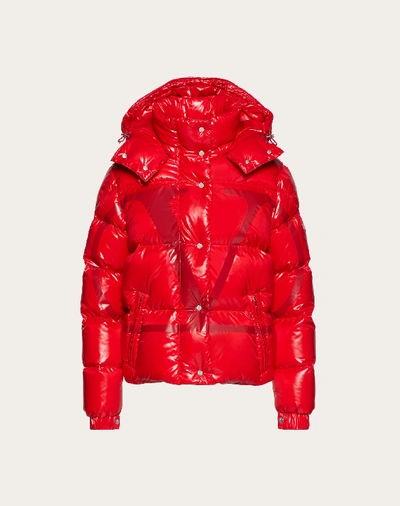 Valentino Moncler Vlogo Lacquered Nylon Padded Jacket In Red | ModeSens