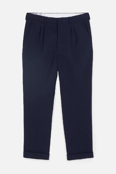 Shop Ami Alexandre Mattiussi Pleated Carrot Fit Trousers In Blue