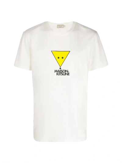 Shop Maison Kitsuné Triangle Fox T-shirt In White