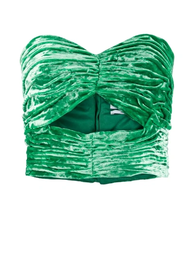 Shop Attico Strapless Cropped Top In Green