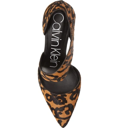 Shop Calvin Klein 'gella' Pointy Toe Genuine Calf Hair Pump In Animal Print Calf Hair