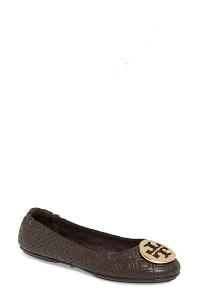Shop Tory Burch Quilted Minnie Flat In Espresso / Perfect Black