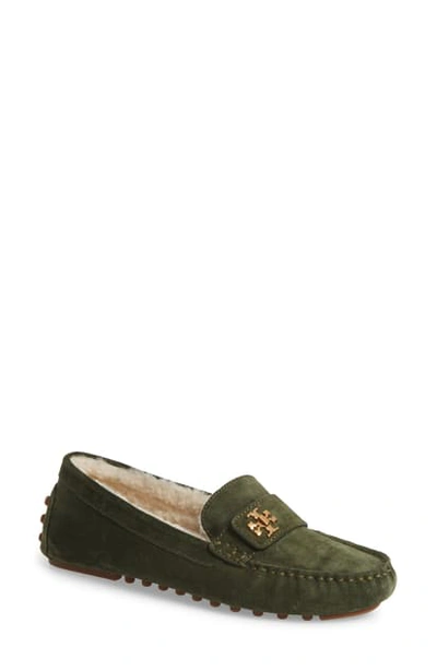 Shop Tory Burch Kira Genuine Shearling Driving Loafer In Leccio